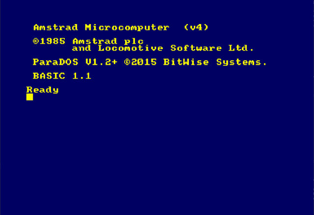 Screenshot: Amstrad CPC emulator start-up screen
