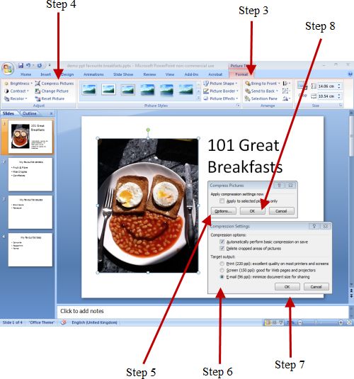 how to compress picture in powerpoint