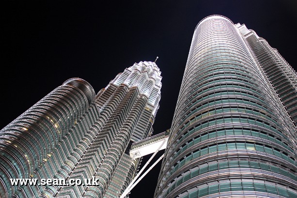 Photo of the Petronas Towers by night in Malaysia