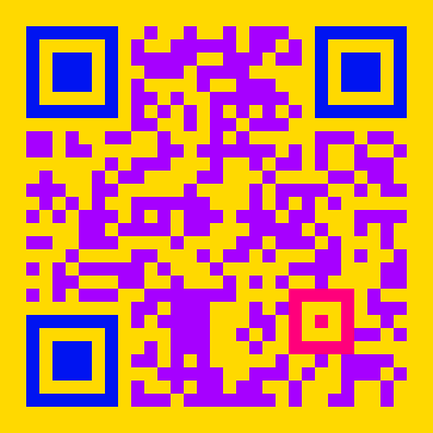Colourful QR code created with the code below