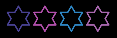 Four stars drawn with the Python turtle